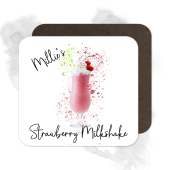 Personalised Strawberry Milkshake Coaster with Splash Effect