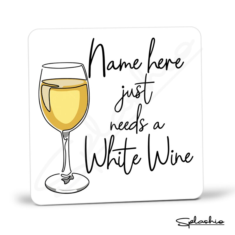 White Wine Hand Drawn Coaster - Home Bar - Birthday Gift. Secret Santa - Hand Drawn White Wine Coaster Personalised Drink Coasters - Single Coaster