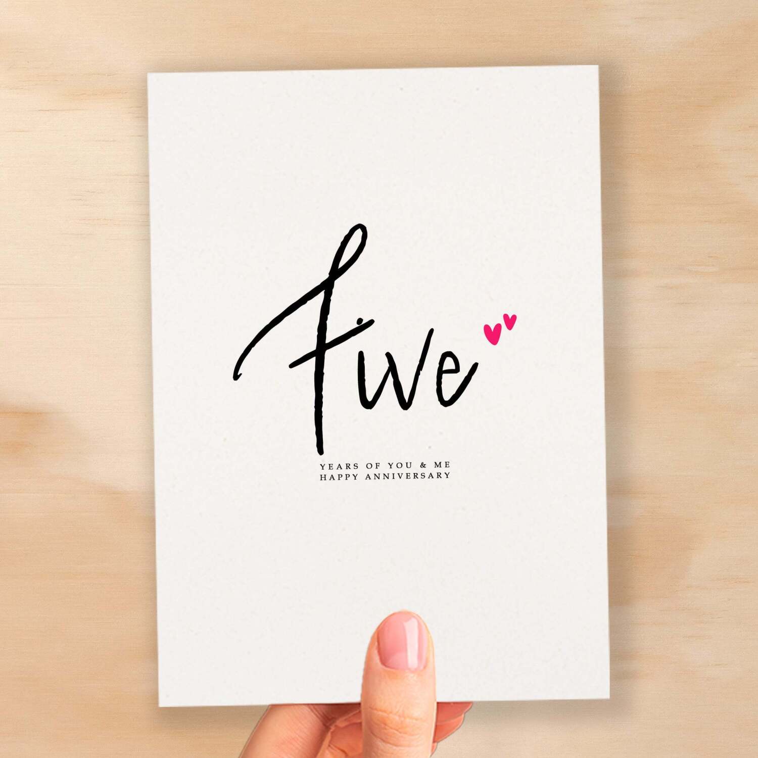 Five Year Anniversary Card For Husband 5 Year Anniversary Card Boyfriend or Girlfriend Wedding Anniversary Card For Wife - Small (4x6) / Blank Message