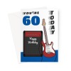 60th Birthday Card Rock Guitar - A5 Portrait - 1 Card
