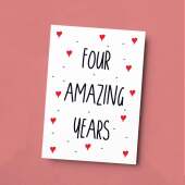 4 Year Anniversary Card For Wife or Husband Anniversary Card for 4th Anniversary Card For Boyfriend or Girlfriend Forth Wedding Anniversary