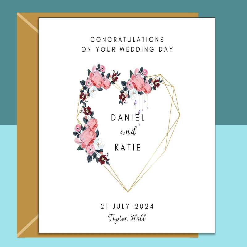 Customised Wedding Card - Personalised Wedding Day Card For Husband and Wife - Perfect card for anyone's special day - Large - Personalised inside