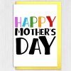 Happy Mother's Day rainbow coloured words Mother's Day card for mum, mom, mam, mother, from son, daughter, child (Size A6/A5/A4/Square 6x6") - A6: Single card