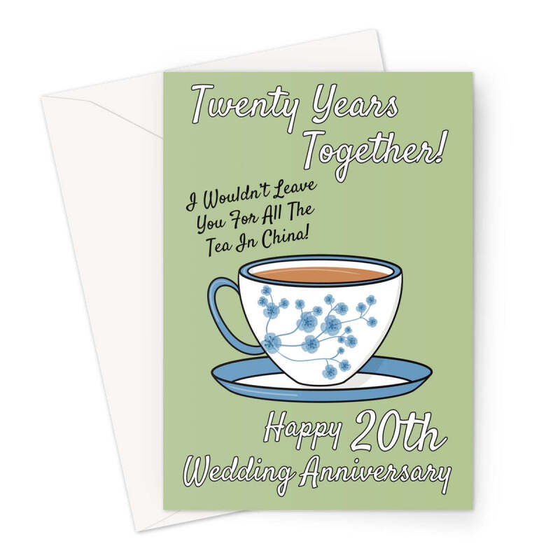 20th Wedding Anniversary Card - China - A5 Portrait - 1 Card