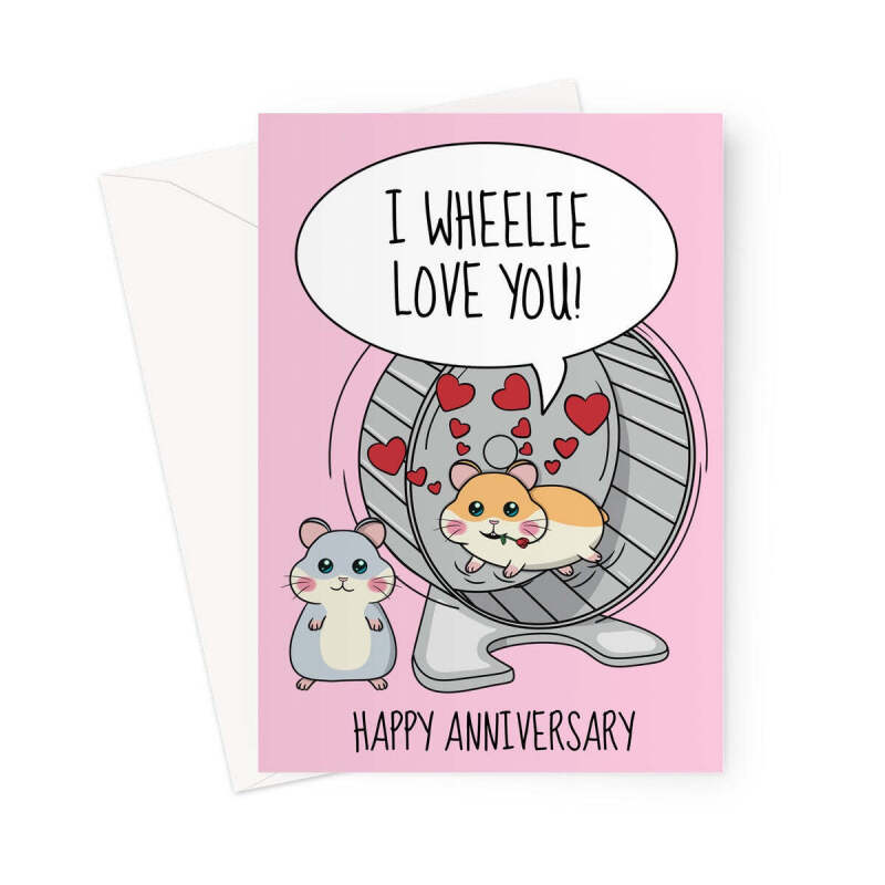 Cute Hamster Anniversary Card For Her - A5 Portrait - 1 Card