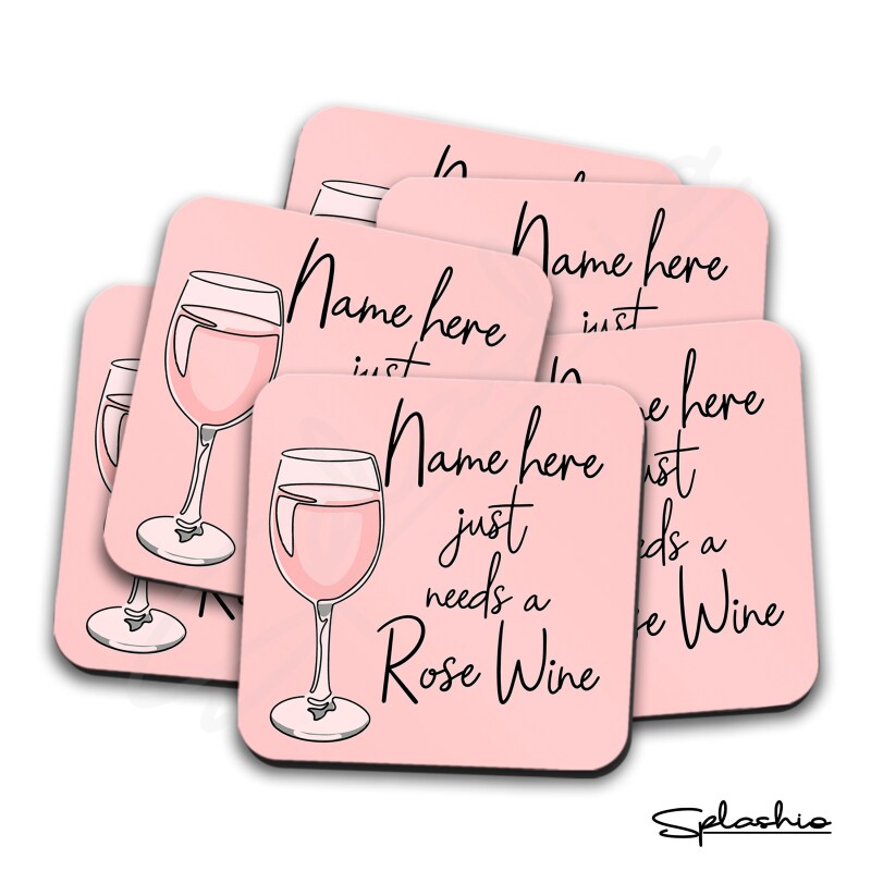 Rose Wine Hand Drawn Coaster - Home Bar - Birthday Gift. Secret Santa - Hand Drawn Rose Wine Coaster Personalised Drink Coasters - Single Coaster