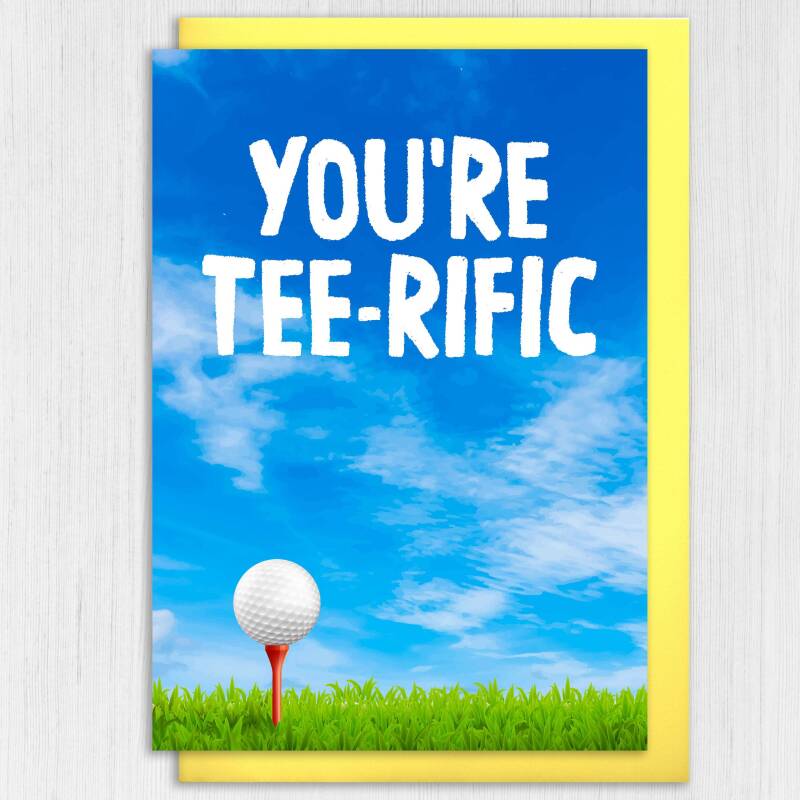 Golfer, golfing, golf pun, congratulations, well done, celebration card: You're terrific (Size A6/A5/A4/Square 6x6") - A6: Single card