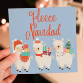 Fleece Navidad llama, alpaca Christmas, Holidays feliz navidad card for children, kids, child, grandchildren (Size A6/A5/A4/Square 6x6")