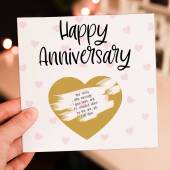 Personalised scratch off and reveal heart card: Happy Anniversary - with any message and choice of heart colour