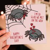 I'm so glad we met on the web spiders Valentine's Day card for wife, girlfriend, husband, boyfriend, partner (Size A6/A5/A4/Square 6x6")