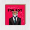 Happy Valentine's Day Top Boy Jaguar animal in clothes card for boyfriend, husband, male partner (Animalyser) Size A6/A5/A4/Square - A6: Single card