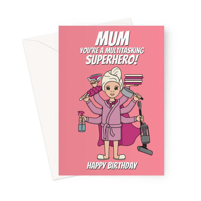 Superhero Birthday Card For Mum - A5 Portrait - 1 Card