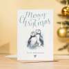 Christmas Card For Her Card For Him Xmas Card For Girlfriend or Boyfriend Christmas Card for Wife Christ Card For Husband Cute Puffins - Large (5x7) / Blank Message