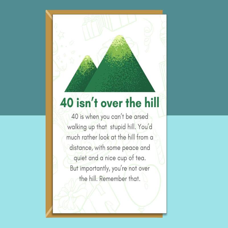 Funny 40th Birthday Card - Personalised inside if required - For Him or For Her - Perfect greetings card for someone turning 40 years old - Blank inside - Small