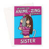 Sister Birthday Greeting Card - Pink Anime Girl - A5 Portrait - 1 Card