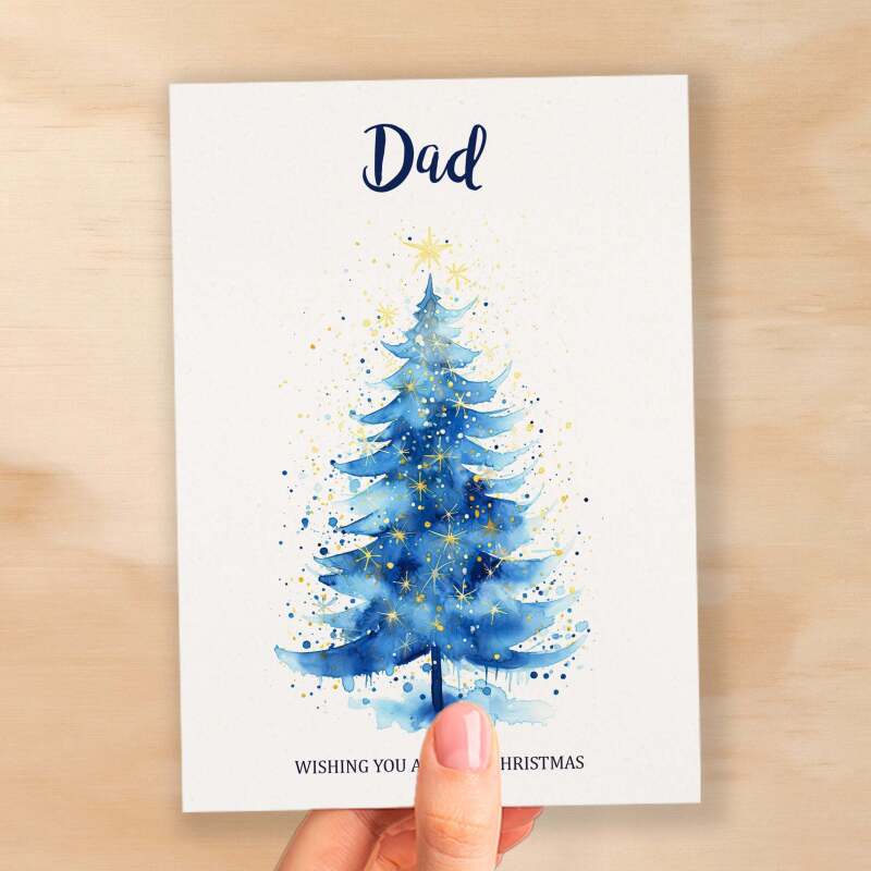 Christmas Card For Dad Card For Him Xmas Card for Dad Luxury Card For Dad Christmas Card for Loved One Dad Card Christmas Tree Card - Large (5x7) / Blank Message