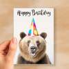 Birthday Card For Him or Her Fun Birthday Card of A Brown Bear Happy Birthday Card For Mum, Dad, Sister Brother - Small (4x6) / Blank Message