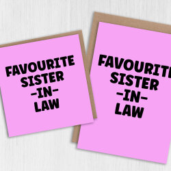 Funny favourite in laws birthday card for mother, father, son, daughter, brother or sister in law (Size A6/A5/A4/Square 6x6") - A6: Single card - Blue