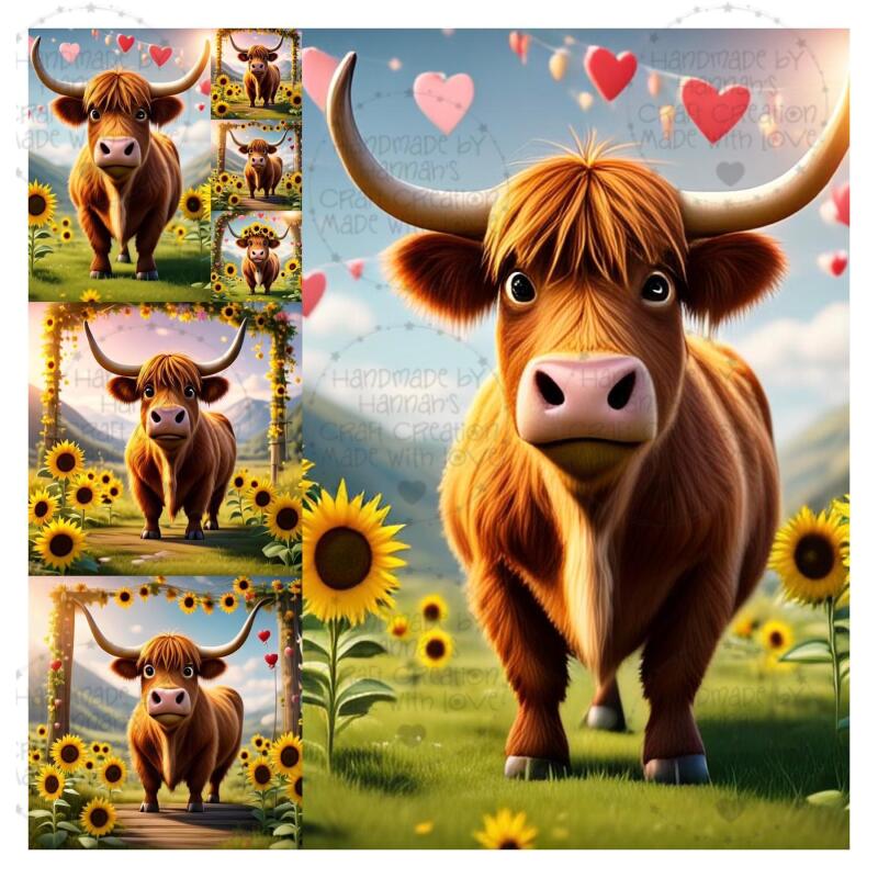 Sunflower Highland Cow - instant downloads