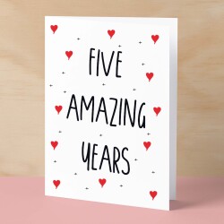 5 Year Anniversary Card For Wife or Husband Anniversary Card for 5th Anniversary Card For Boyfriend or Girlfriend Fifth Wedding Anniversary - Small (4x6) / Blank Message