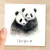 Anniversary or Valentine's Day Card For Wife Anniversary Card For Husband Boyfriend or Girlfriend Valentines Card For Him or Her Panda Love - Square (6x6) / Blank Message