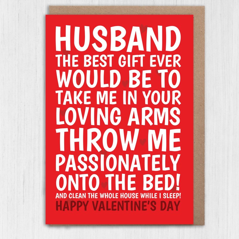 Throw me passionately on the bed and clean the whole house funny, rude Valentine's Day card for husband, boyfriend, partner (Size A6/A5/A4) - A6: Single card - Boyfriend