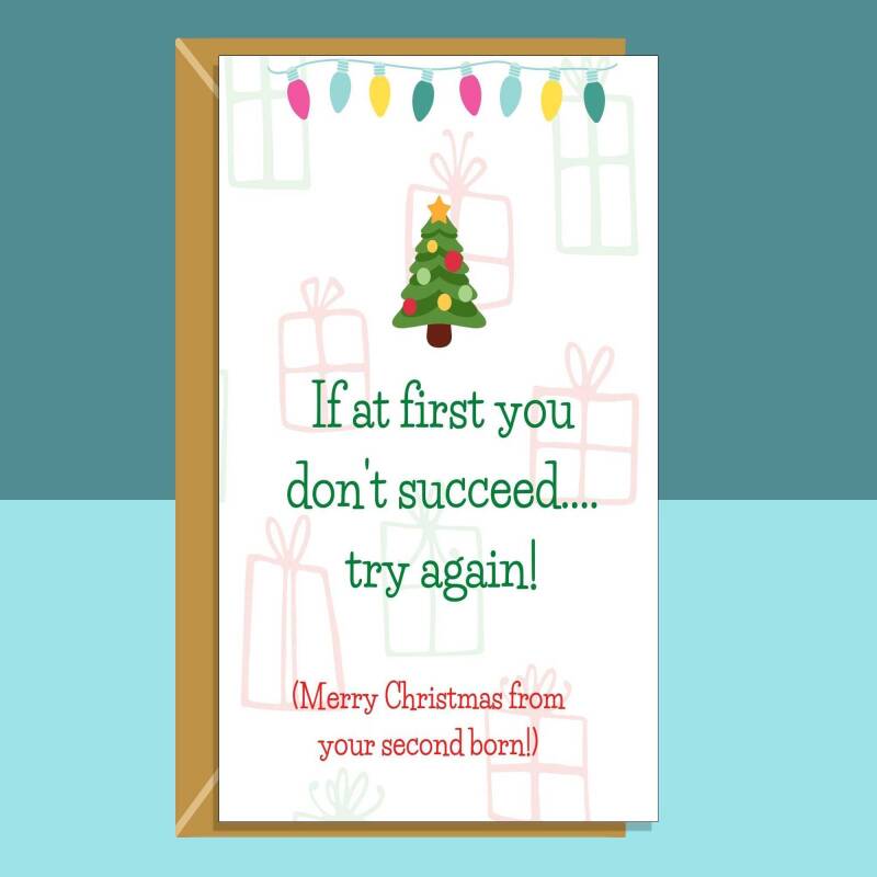 Funny Christmas Card - From Second Born - To Mum & Dad - Personalised - Parents at Xmas - 2nd Born Son or Daughter - Second child - Blank inside