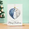 Christmas Card For Wife Owls Bauble Love Heart Illustration Romantic Christmas Card For Wife - Portrait (5x7) / Blank Inside