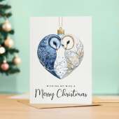 Christmas Card For Wife Owls Bauble Love Heart Illustration Romantic Christmas Card For Wife