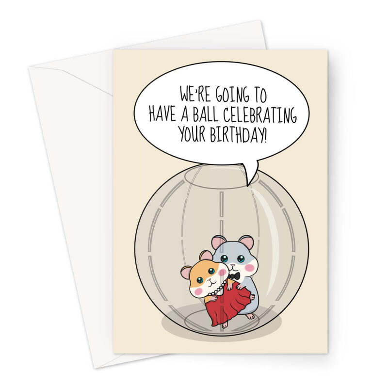 Hamster Dance Birthday Card - Ball Room Dancing Pun - A5 Portrait - 1 Card