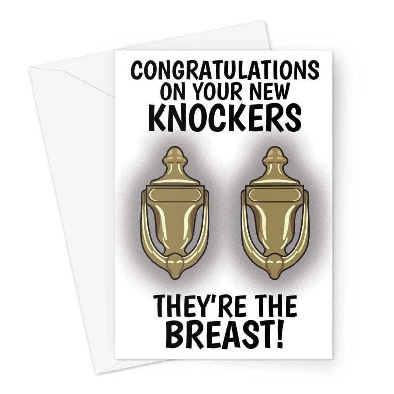 Congratulations Card - New Knockers Boob Job - A5 Portrait - 1 Card