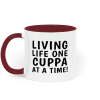 Funny Mug - Living Life One Cuppa At A Time - White / Black - Ceramic