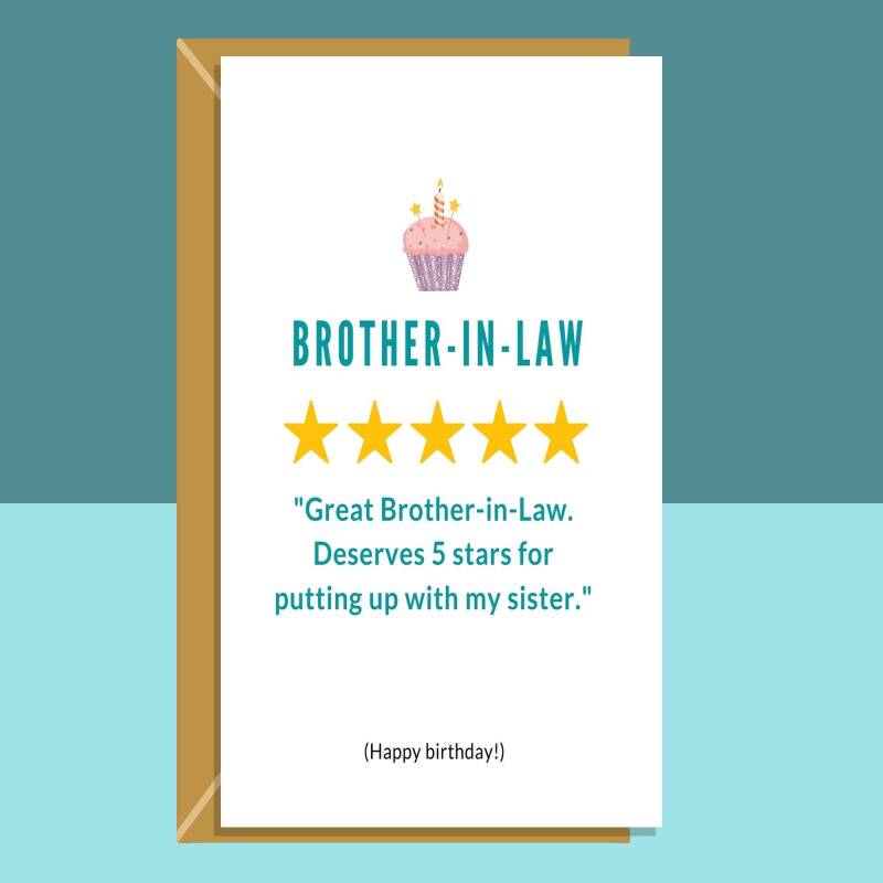 Funny Brother In Law Birthday Card - For Him - Can be personalised inside if needed - Brother-in-Law Card - Customisable - Blank inside - Small