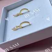 Gold diamond earrings teardrop huggies