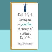 Funny Father's Day Card from Son - Ideal for your Dad this Fathers Day - Can be personalised inside if needed