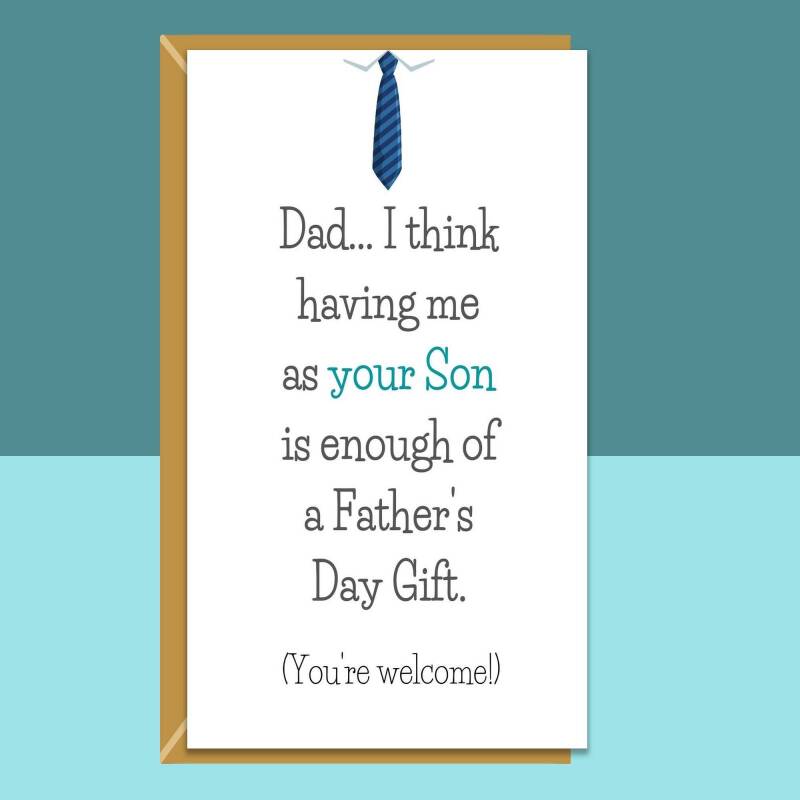 Funny Father's Day Card from Son - Ideal for your Dad this Fathers Day - Can be personalised inside if needed - Blank inside