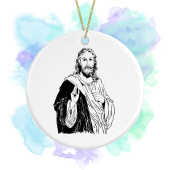 Religious Ceramic Hanging Decoration - Hand Drawn Jesus Christ