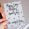 Linen 4th/four years anniversary card: Four wonderful years (Size A6/A5/A4/Square 6x6") - A6: Single card