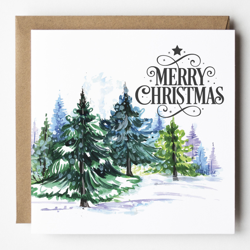 Christmas Tree Card | Watercolour | Traditional Christmas Card | Classic Christmas Card | Watercolour Christmas Tree Card Packs or Singles