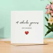 4th Anniversary Card For Wife, Husband, Girlfriend or Boyfriend, Simple Love Heart, Modern & Charming Gesture