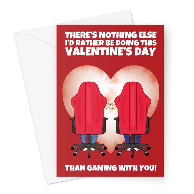 Happy Valentine's Day Card - Gaming Couple Greeting Card - A5 Portrait - 1 Card