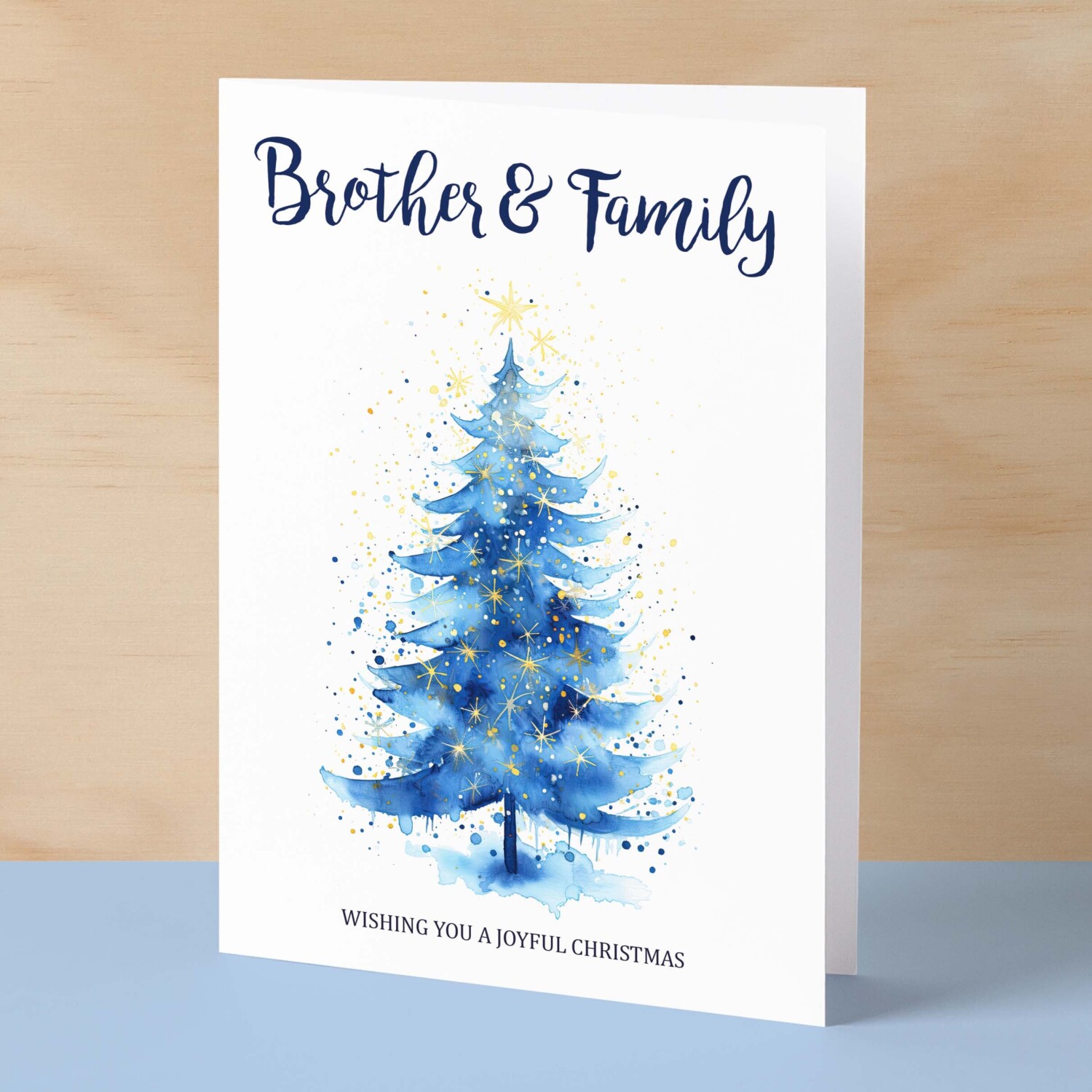 Christmas Card For Brother and Family Card Xmas Card for Brother Christmas Card for Loved One Brother Family Card Christmas Tree Card - Large (5x7) / Blank Message