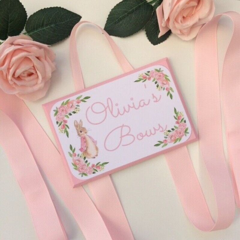 Personalised bow holder, Flopsy bow holder, Flopsy clip holder,Flopsy room decor - Pink (shown in pic 1) - No bobble clips