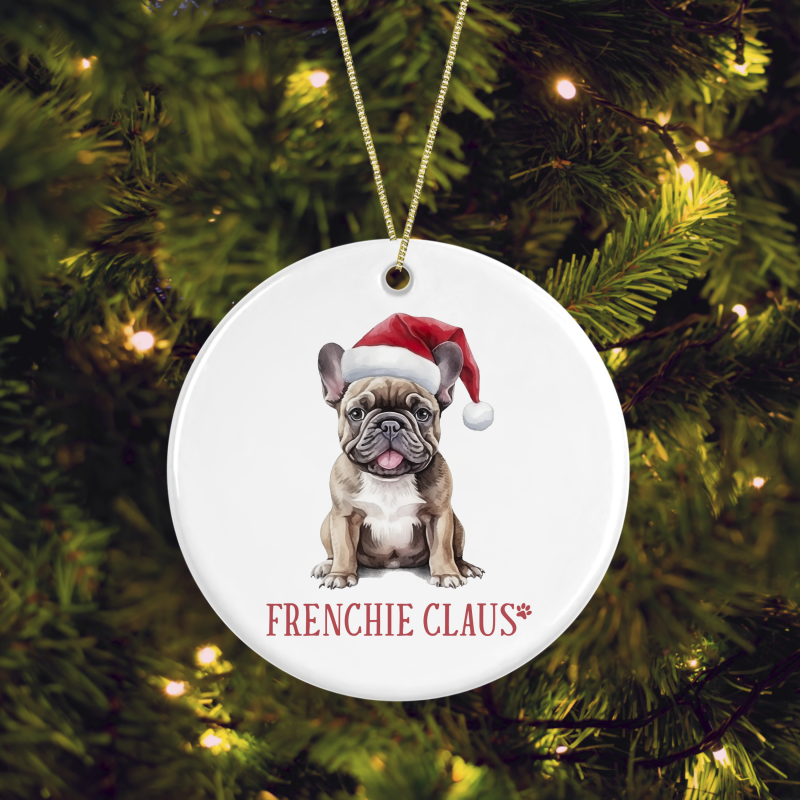 Ceramic Dog/Puppy Breed Frenchie Pun Christmas Tree Decoration