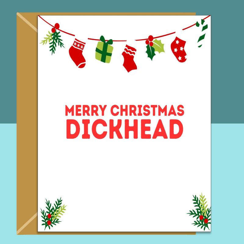 Funny Rude Christmas Card - For Him or For Her - Personalised - Ideal Xmas Card for Friend, Brother, Sister, Colleague - Blank inside - Large