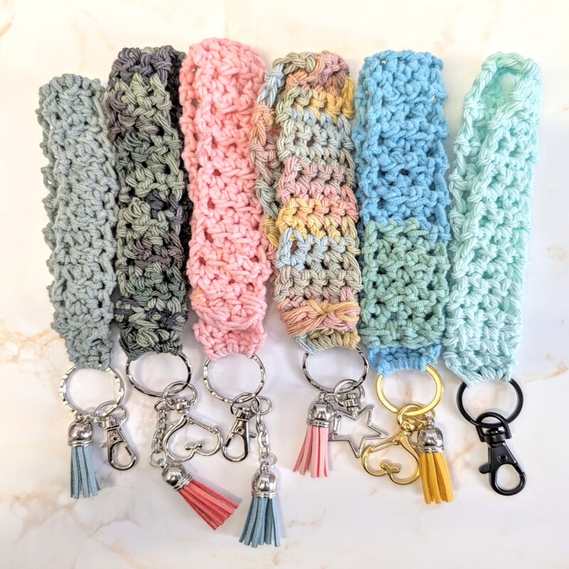 Crocheted wristlets with key chain