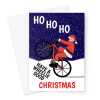 Merry Christmas Card - Funny Wheelie Good Cycling Santa - A5 Greeting Card - A5 Portrait - 1 Card