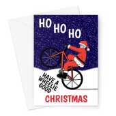 Merry Christmas Card - Funny Wheelie Good Cycling Santa - A5 Greeting Card