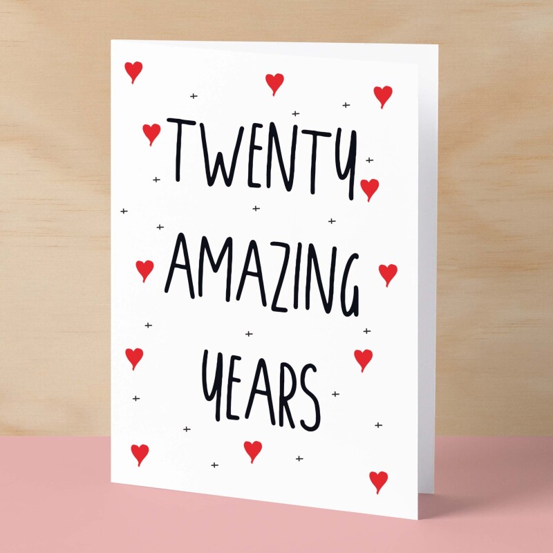 20 Year Anniversary Card For Wife or Husband Anniversary Card 20th Anniversary Card For Boyfriend Girlfriend Twentieth Wedding Anniversary - Small (4x6) / Blank Message