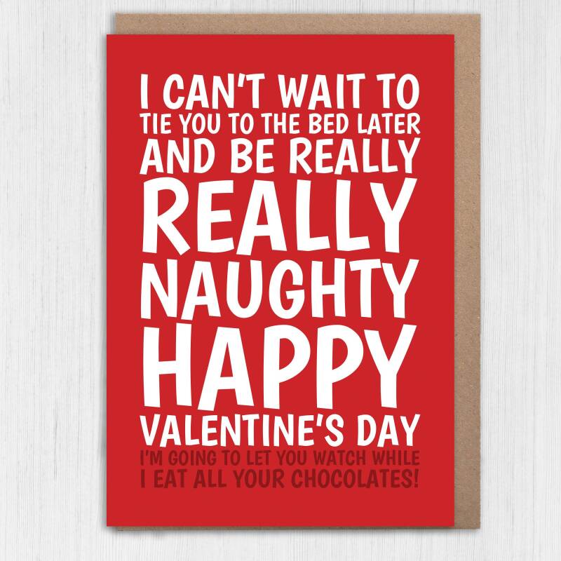 Can't wait to tie you to the bed later and be really naughty rude Valentine's Day card for wife, girlfriend (Size A6/A5/A4/Square 6x6") - A6: Single card